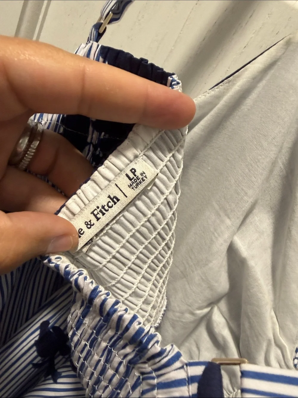 Abercrombie & Fitch Navy Floral on Light Blue Striped Maxi Dress